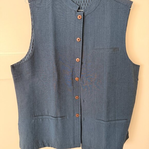 Blue Cotton Men's Kurta Vest - Nehru Jacket (L/XL) - Picture 2 of 2